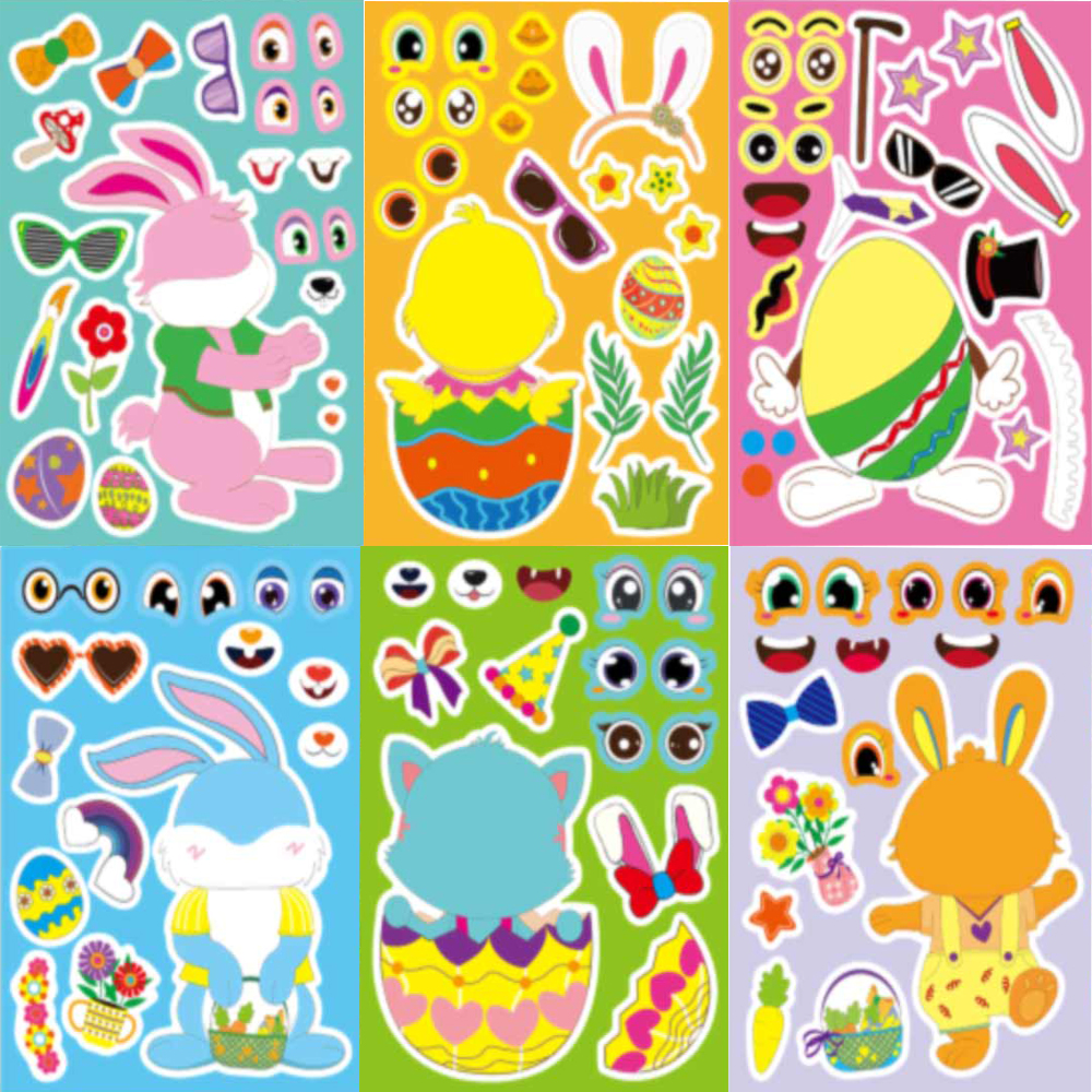 8/16Sheets Cute Easter Cartoon - Party Games Easter Egg のレビューと価格
