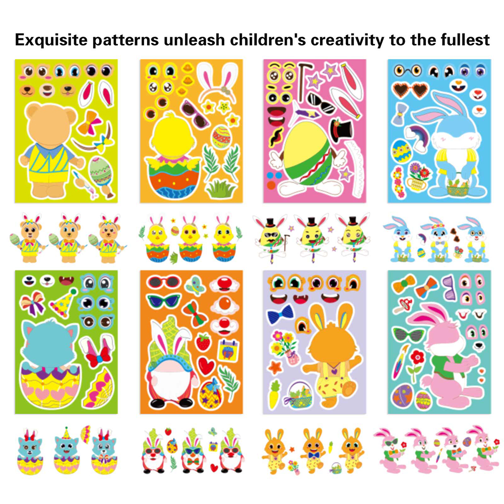 8/16Sheets Cute Easter Cartoon - Party Games Easter Egg のレビューと価格