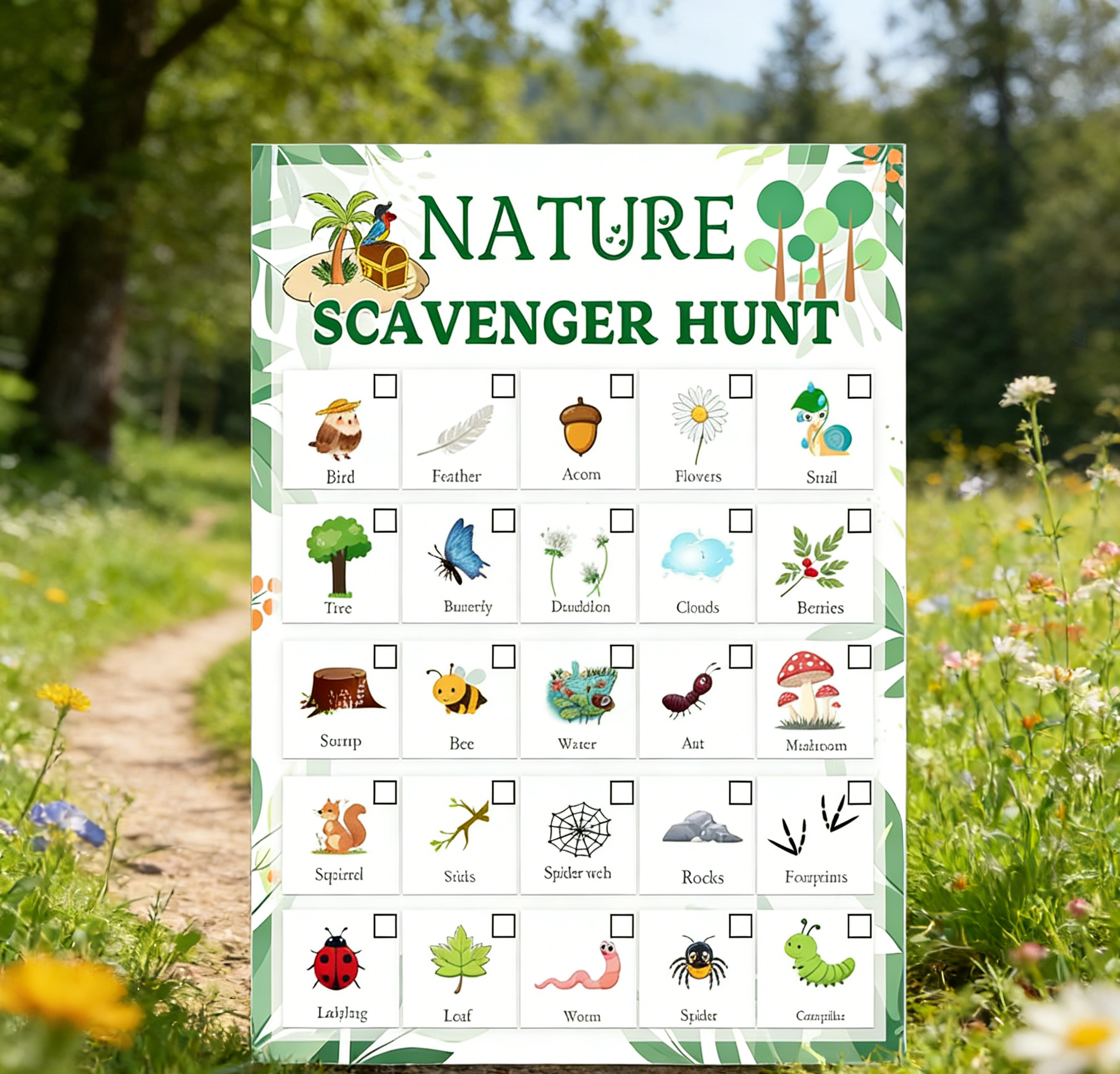 Nature Scavenger Hunt Card 5 x - Scavenger Hunt Card のレビューと価格