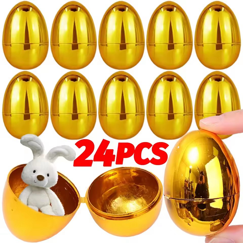 6-24Pcs Golden Easter Eggs Pla - Party Games Easter Egg のレビューと価格
